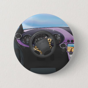 Sports Car Dashboard 6 Cm Round Badge