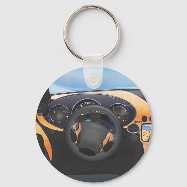 Sports Car Dashboard Key Ring (Front)
