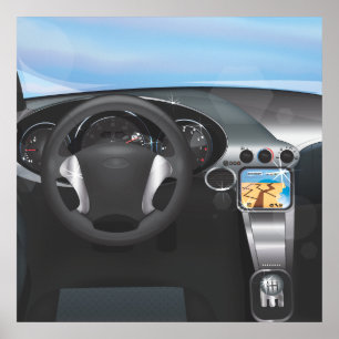 Sports Car Dashboard Poster