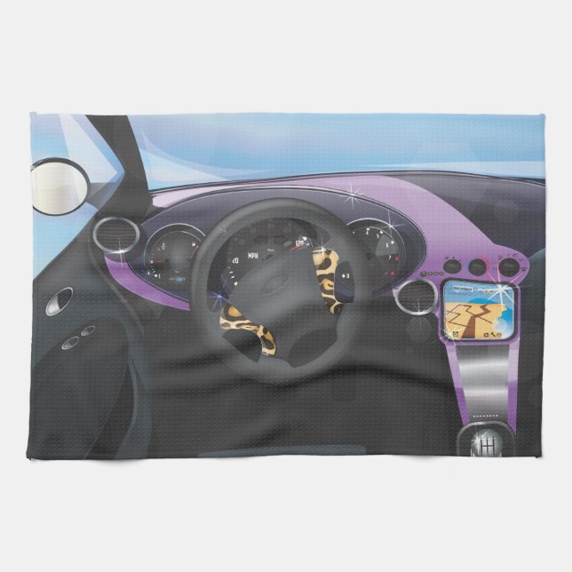 Sports Car Dashboard Tea Towel (Horizontal)