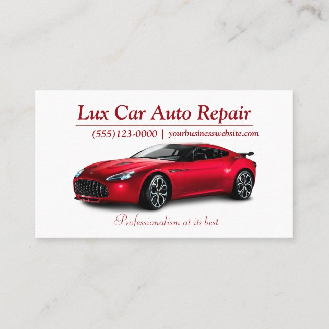 Sports Car Design Auto Repair Mechanic Business Card (Front)