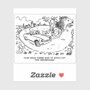 Sports Car Driver and Hedgehogs Cartoon.