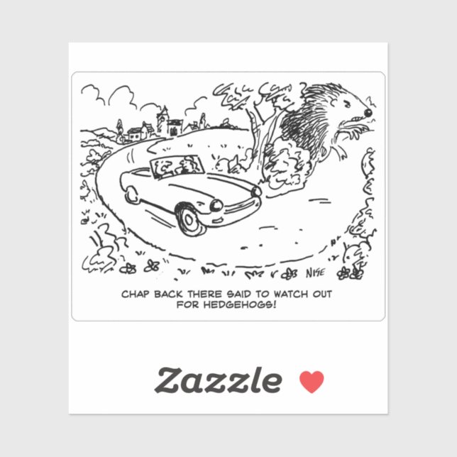 Sports Car Driver and Hedgehogs Cartoon. (Sheet)