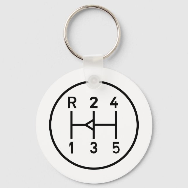 Sports car gear knob, transmission shift pattern key ring (Front)