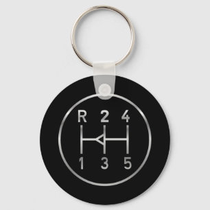 Sports car gear knob, transmission shift pattern key ring