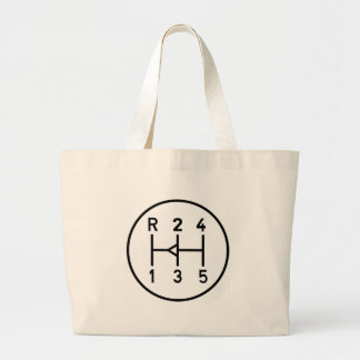 Sports car gear knob, transmission shift pattern large tote bag