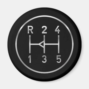 Sports car gear knob, transmission shift pattern magnet