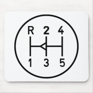 Sports car gear knob, transmission shift pattern mouse mat