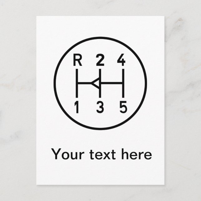 Sports car gear knob, transmission shift pattern postcard (Front)