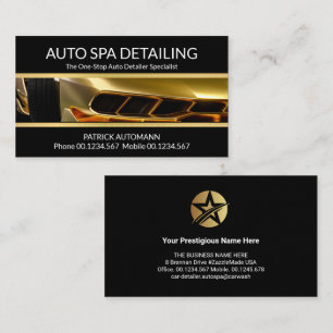 Sports Car Gold Lines Auto Detailing Professional Business Card