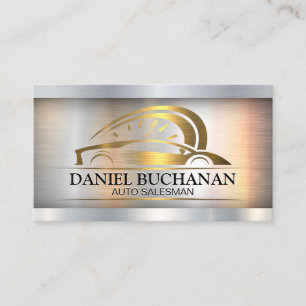 Sports Car   Gold Metallic Auto Logo Business Card