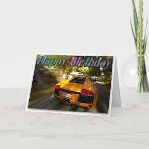 Sports Car Happy Birthday Picture Card