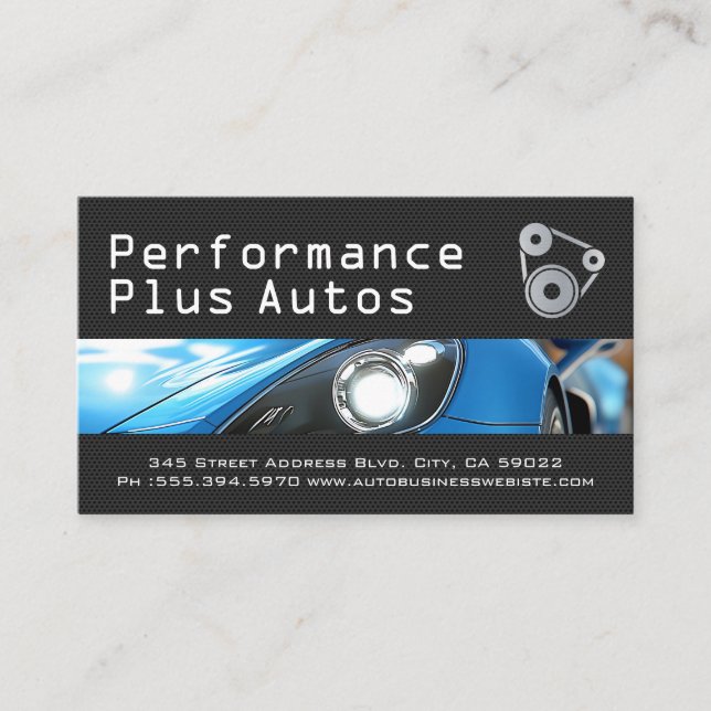 Sports Car Headlights | Performance Shop Business Card (Front)