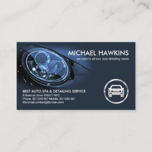 Sports Car Headlights Vignette Auto Car Detailing Business Card