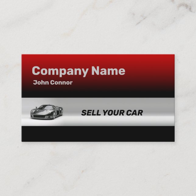 Sports Car In A Grey Line & Red Background Card (Front)