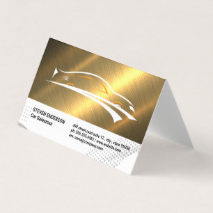 Sports Car Logo   Gold Metallic Business Card