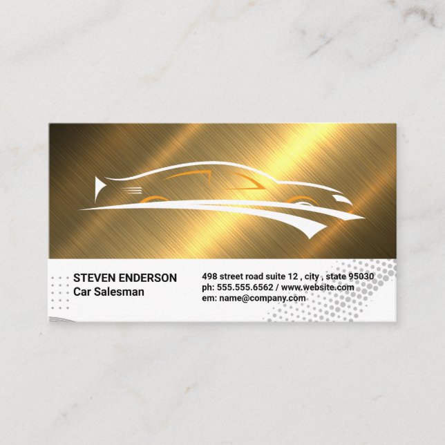 Sports Car Logo | Gold Metallic Business Card (Front)