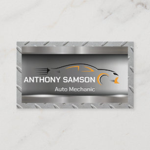 Sports Car Logo   Metal   Auto Services Business Card