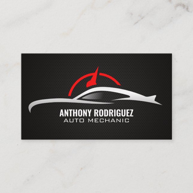 Sports Car Odometer Logo | Auto Business Card (Front)