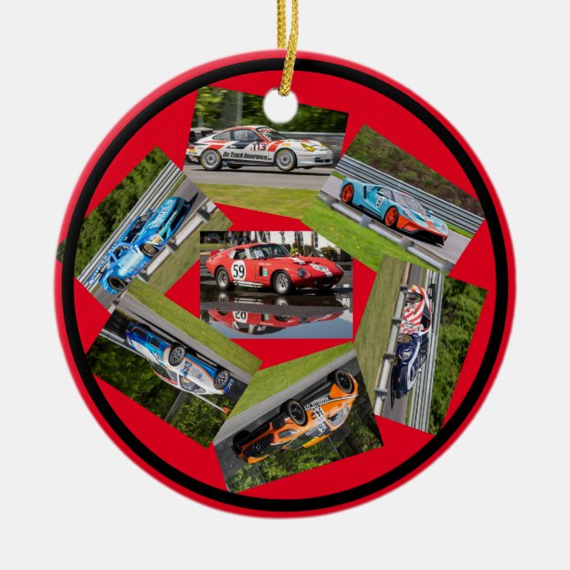 Sports Car Racing Ceramic Tree Decoration (Front)