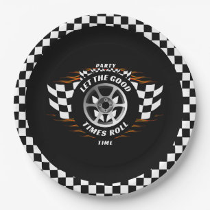 Sports Car Racing Chequered Flag Party Supplies  Paper Plate
