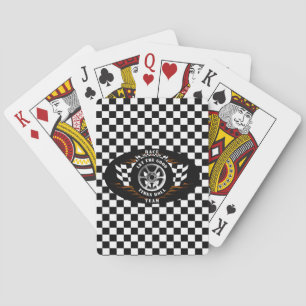 Sports Car Racing Flaming Burnout Chequered Flags Playing Cards