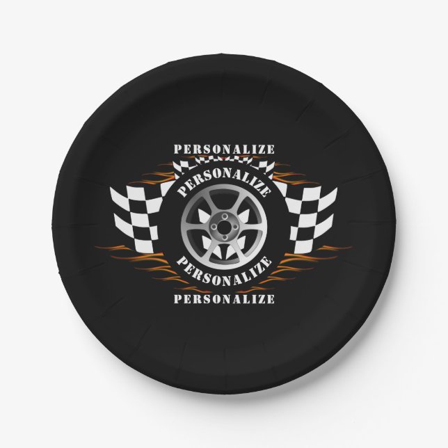 Sports Car Racing Fun Party Celebration Supplies   Paper Plate (Front)