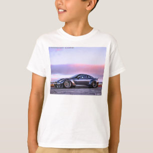 sports car roadside on horizon boys white tshirt