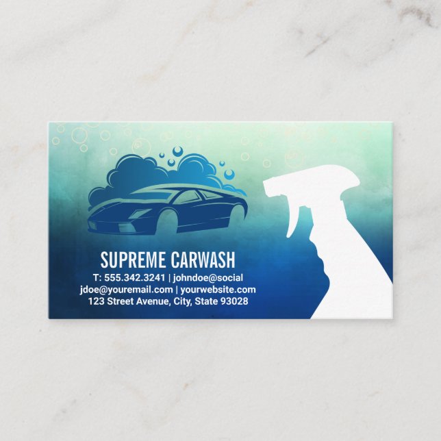 Sports Car Soap Bubbles | Spray Bottle Business Card (Front)