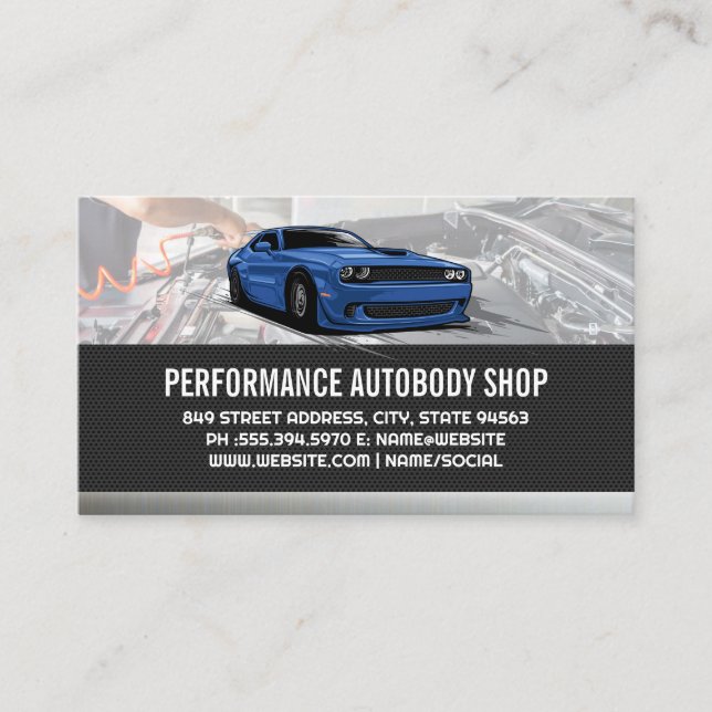Sports Car Vehicle | Mechanic Services Business Card (Front)