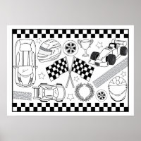 Sports Cars Racing Driver Boys DIY Colouring Poste