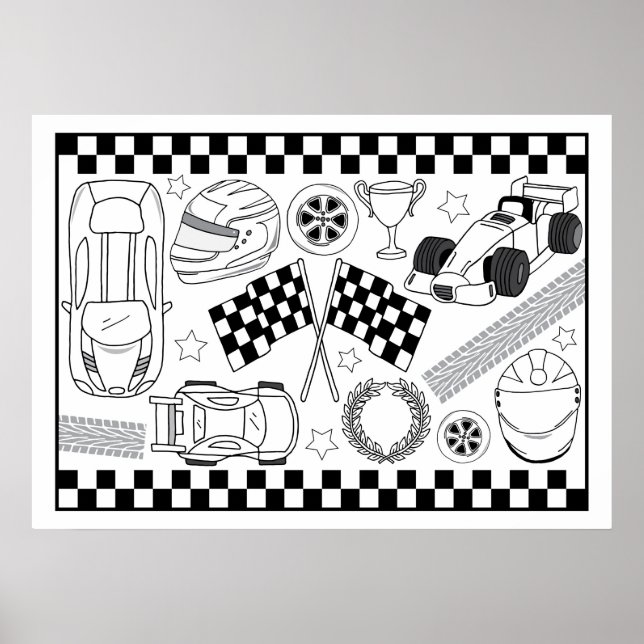 Sports Cars Racing Driver Boys DIY Colouring Poste Poster (Front)