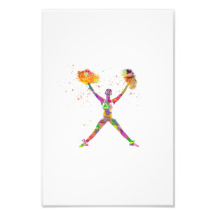 Sports cheerleader in watercolor photo print