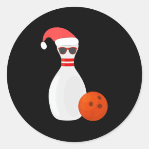 Sports Christmas Bowling - Snowman Bowling Classic Round Sticker
