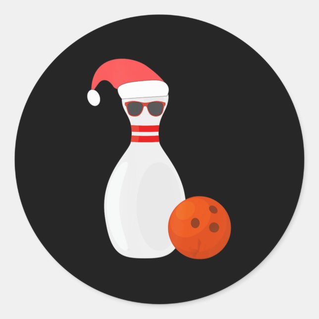 Sports Christmas Bowling  - Snowman Bowling  Classic Round Sticker (Front)