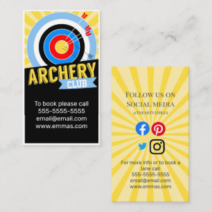 sports club archery coach team tryouts gym business card