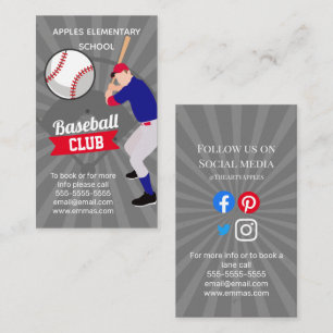 sports club baseball coach team tryouts gym business card