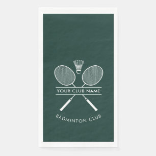 Sports Club Name Badminton Rackets Icons Green Napkin