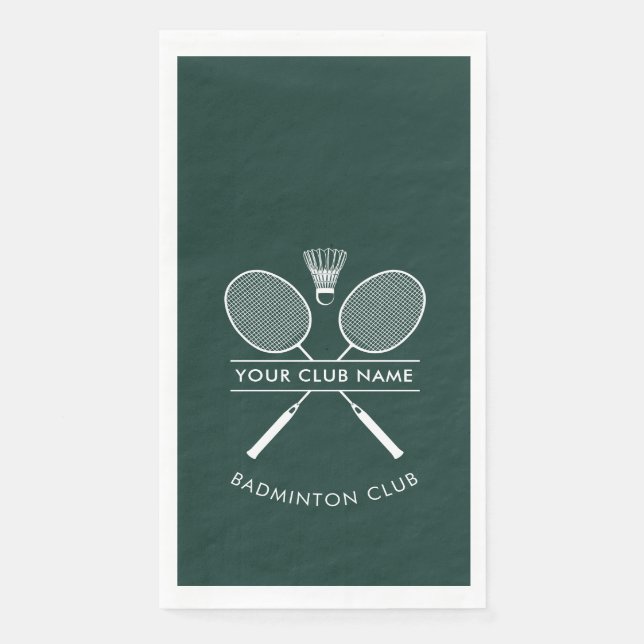 Sports Club Name Badminton Rackets Icons Green Napkin (Front)