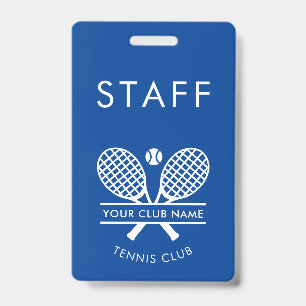 Sports Club Name Tennis Rackets Motif Any Colour ID Badge