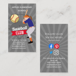sports club softball coach team tryouts gym business card