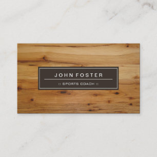 Sports Coach - Border Wood Grain Business Card