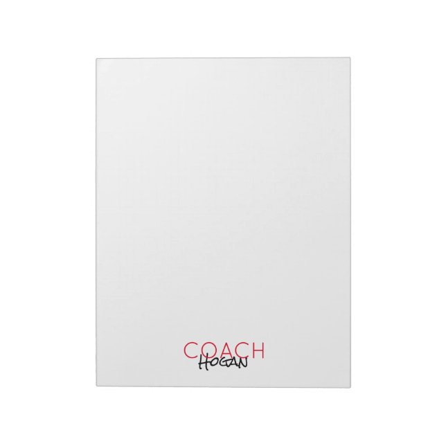 Sports COACH NAME Team colours Modern Office  Notepad (Rotated)