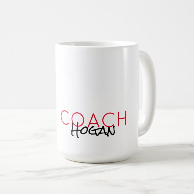 Sports COACH NAME Team colours Modern thankyou gif Coffee Mug (Front Right)
