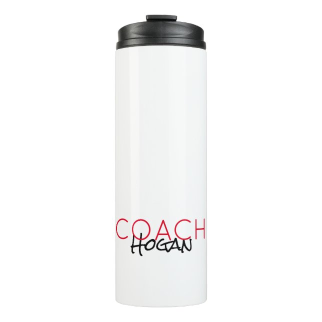 Sports COACH NAME Team colours Red Black Respect Thermal Tumbler (Front)