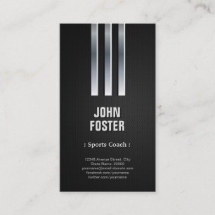 Sports Coach - Steel Metal Look Business Card