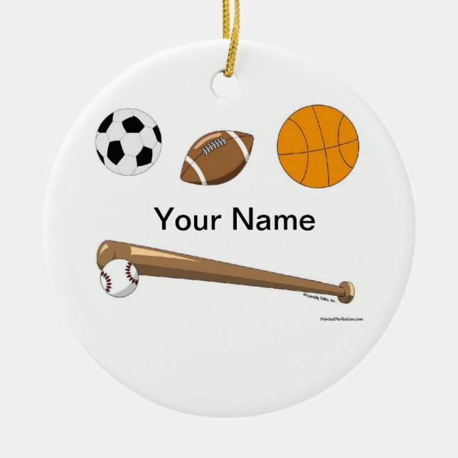 Sports Collage Ceramic Tree Decoration (Front)