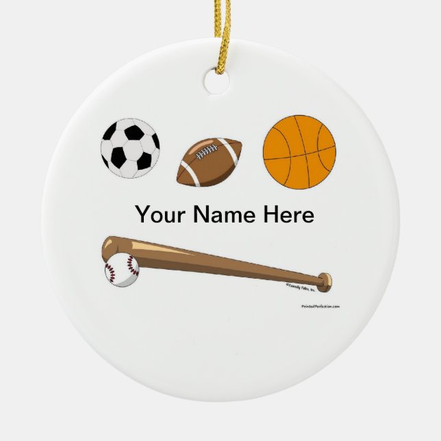 Sports Collage Ceramic Tree Decoration (Front)
