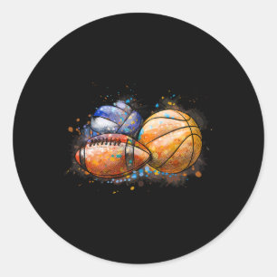 Sports Colorful Sketll Footll Sell  Classic Round Sticker