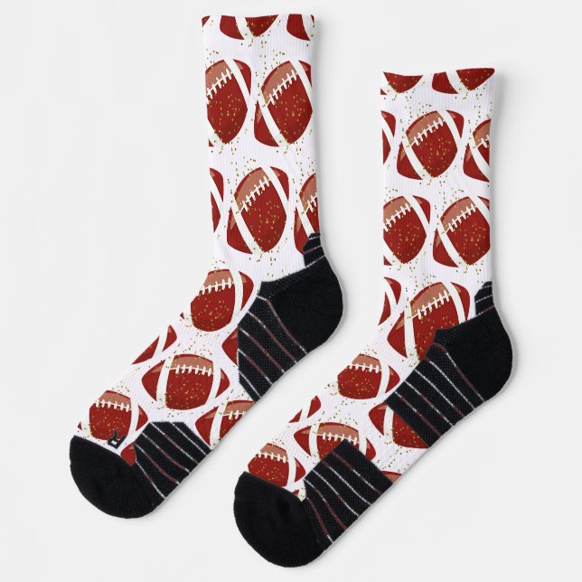 Sports Crew Socks for Men with Footballs (Left)
